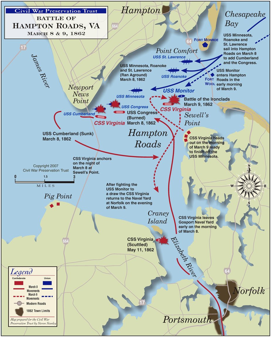 Monitor Merrimack Battle of Hampton Roads Map.jpg