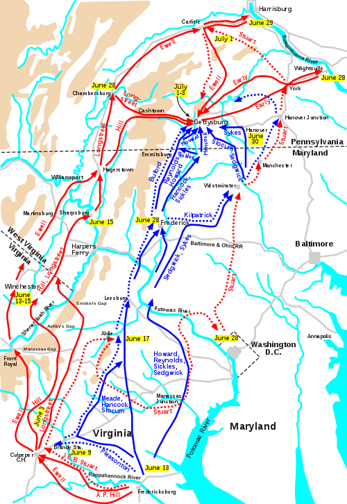 gettysburg battle map. Gettysburg Campaign Battlefield Map. Gettysburg Campaign.jpg