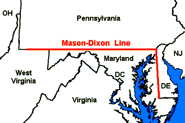 Map Of Mason Dixon Line The Mason Dixon Line History