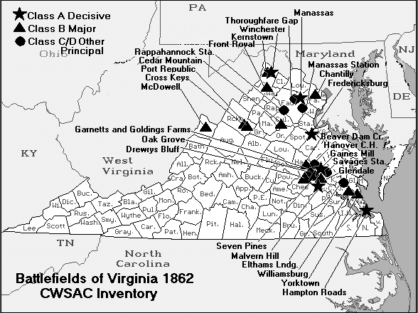physical maps of virginia. Virginia Civil War Battles
